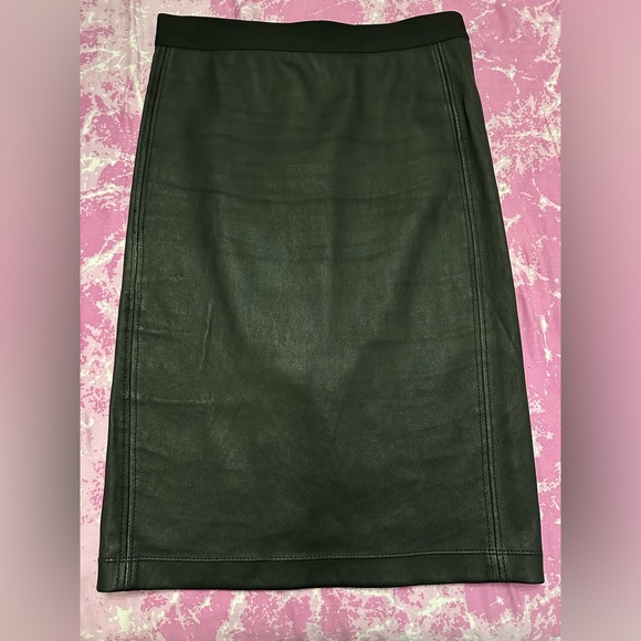 Helmut Lang Plonge Leather Skirt sz 0 Black